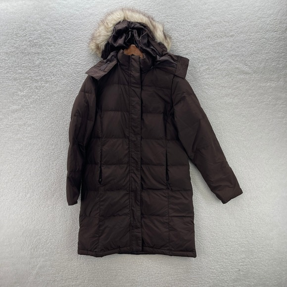 L.L. Bean Jackets & Blazers - LL Bean Puffer Jacket Womens S Brown Faux Fur Hood Down Gorpcore Outdoor